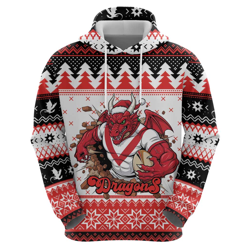 Illawarra Dragons Fire Personalised Zip Hoodie Christmas Rugby League Spirit - Aussie Hoodie