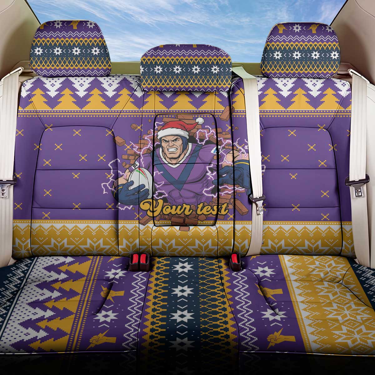 Melbourne Thunderbolt Santa Personalised Back Car Seat Cover Christmas Rugby League Spirit - Aussie Hoodie