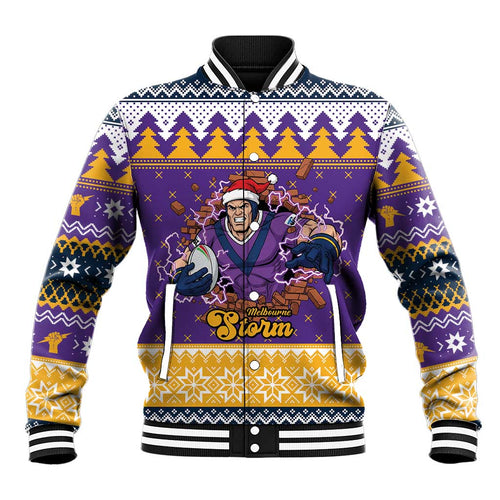 Melbourne Thunderbolt Santa Personalised Baseball Jacket Christmas Rugby League Spirit - Aussie Hoodie