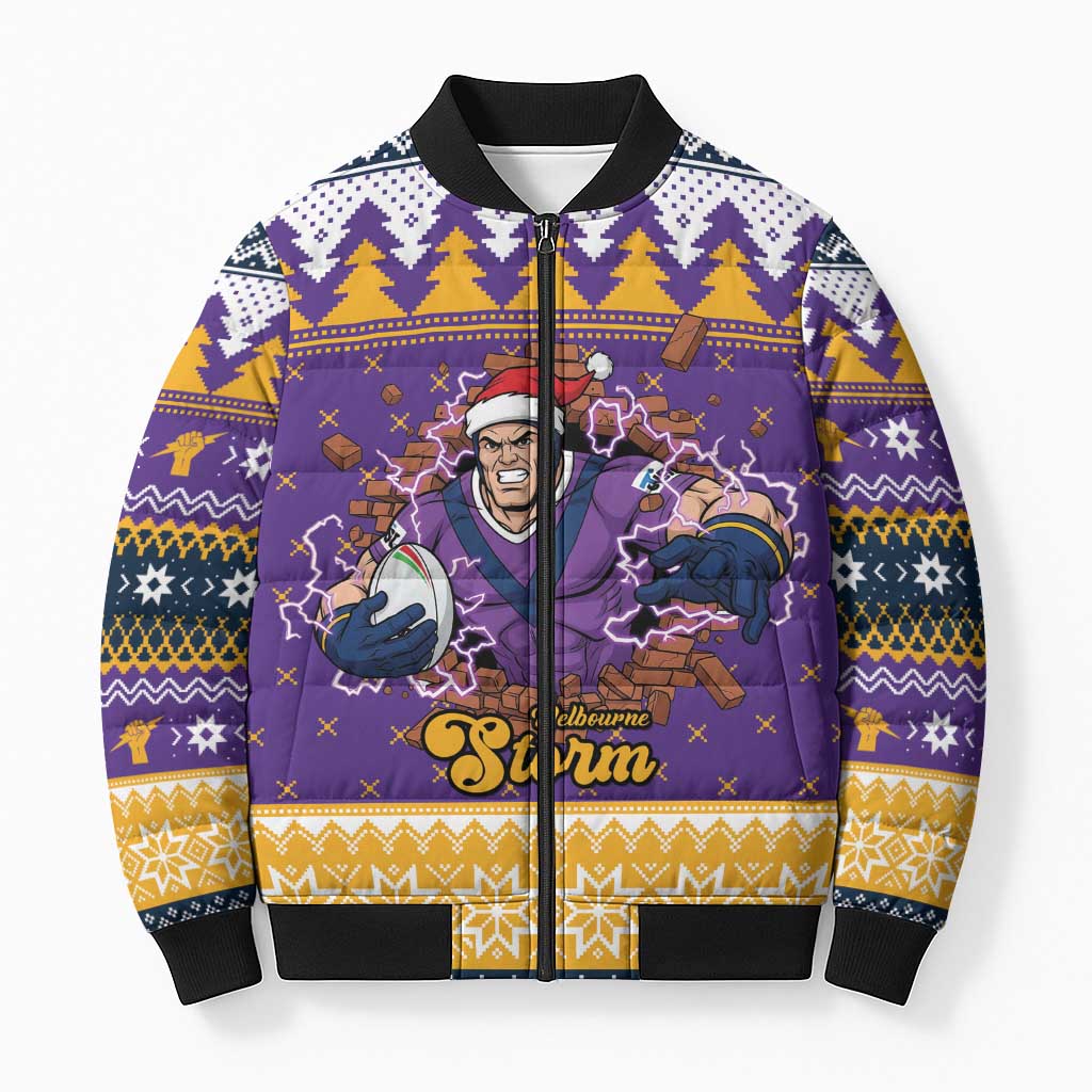 Melbourne Thunderbolt Santa Personalised Bomber Puffer Jacket Christmas Rugby League Spirit - Aussie Hoodie