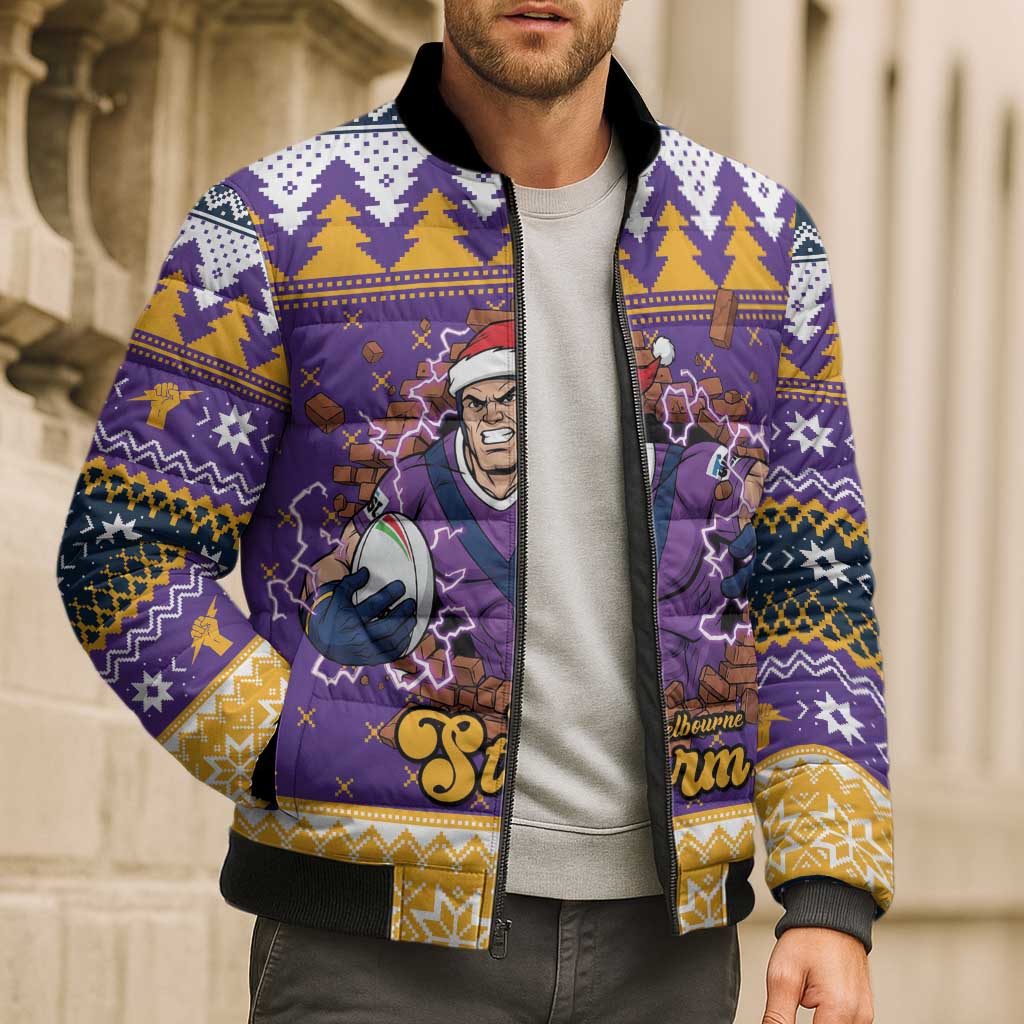 Melbourne Thunderbolt Santa Personalised Bomber Puffer Jacket Christmas Rugby League Spirit - Aussie Hoodie