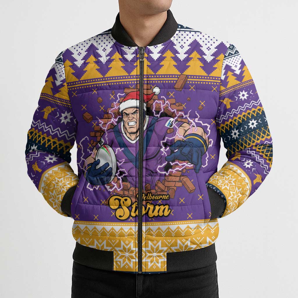 Melbourne Thunderbolt Santa Personalised Bomber Puffer Jacket Christmas Rugby League Spirit - Aussie Hoodie