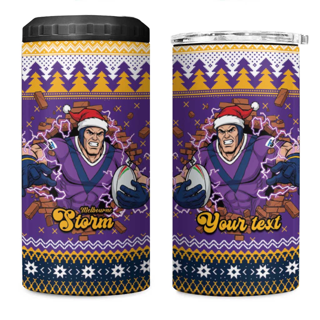 Melbourne Thunderbolt Santa Personalised 4 in 1 Can Cooler Tumbler Christmas Rugby League Spirit - Aussie Hoodie