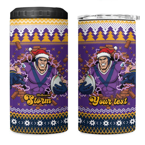 Melbourne Thunderbolt Santa Personalised 4 in 1 Can Cooler Tumbler Christmas Rugby League Spirit - Aussie Hoodie