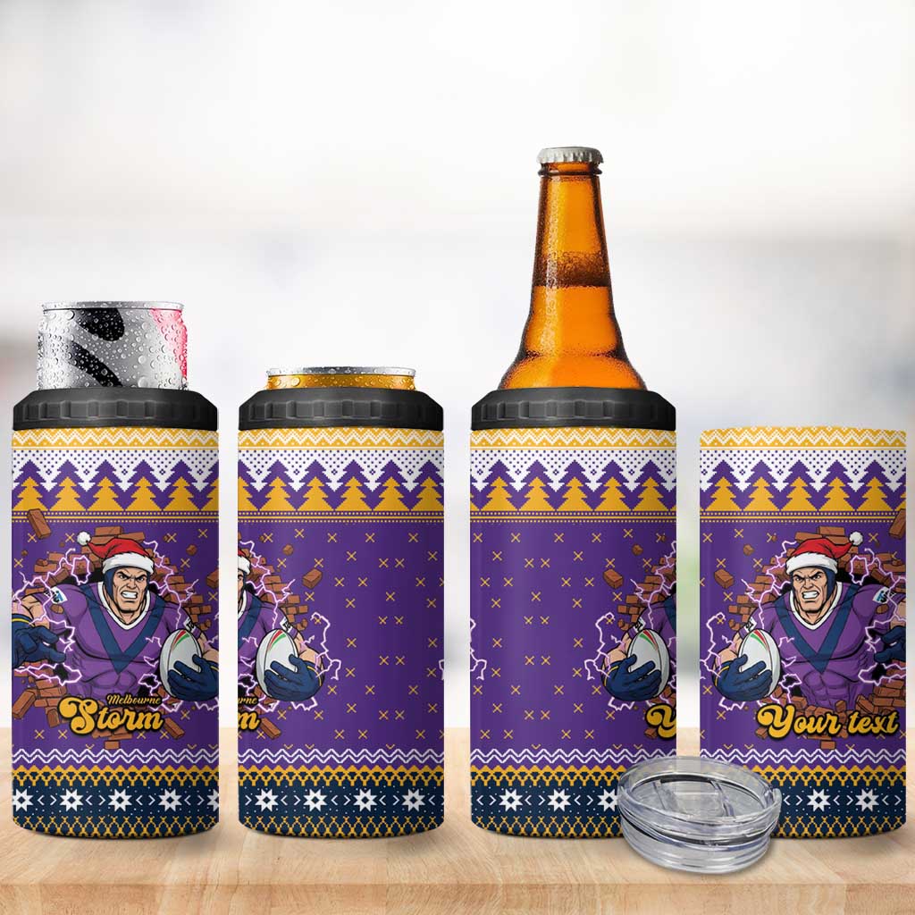 Melbourne Thunderbolt Santa Personalised 4 in 1 Can Cooler Tumbler Christmas Rugby League Spirit - Aussie Hoodie