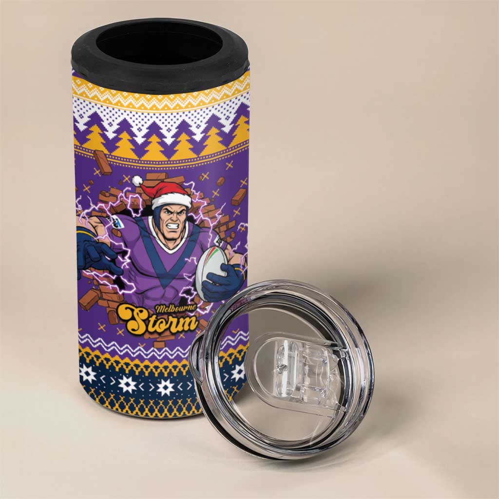 Melbourne Thunderbolt Santa Personalised 4 in 1 Can Cooler Tumbler Christmas Rugby League Spirit - Aussie Hoodie