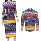 Melbourne Thunderbolt Santa Personalised Couples Matching Long Sleeve Bodycon Dress and Long Sleeve Button Shirt Christmas Rugby League Spirit - Aussie Hoodie