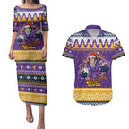 Melbourne Thunderbolt Santa Personalised Couples Matching Puletasi and Hawaiian Shirt Christmas Rugby League Spirit - Aussie Hoodie
