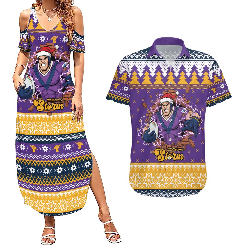 Melbourne Thunderbolt Santa Personalised Couples Matching Summer Maxi Dress and Hawaiian Shirt Christmas Rugby League Spirit - Aussie Hoodie