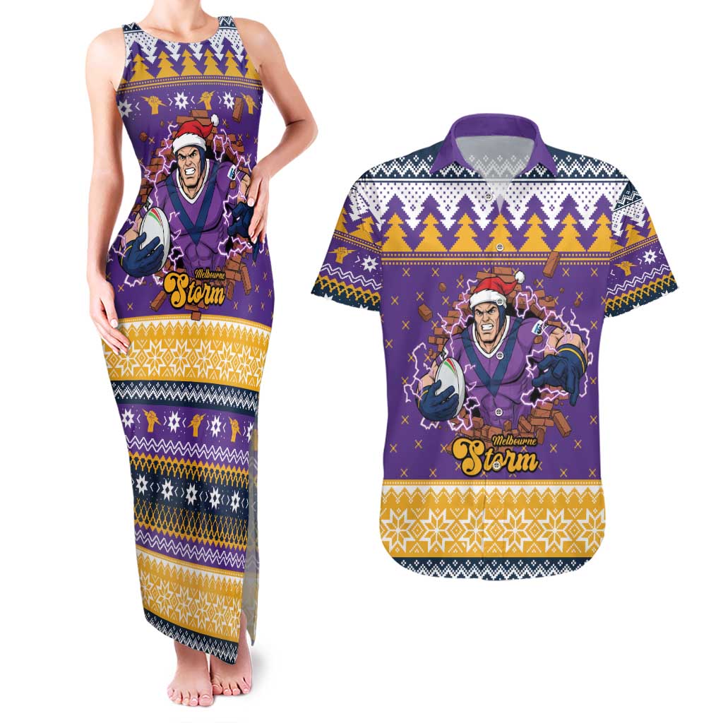Melbourne Thunderbolt Santa Personalised Couples Matching Tank Maxi Dress and Hawaiian Shirt Christmas Rugby League Spirit - Aussie Hoodie