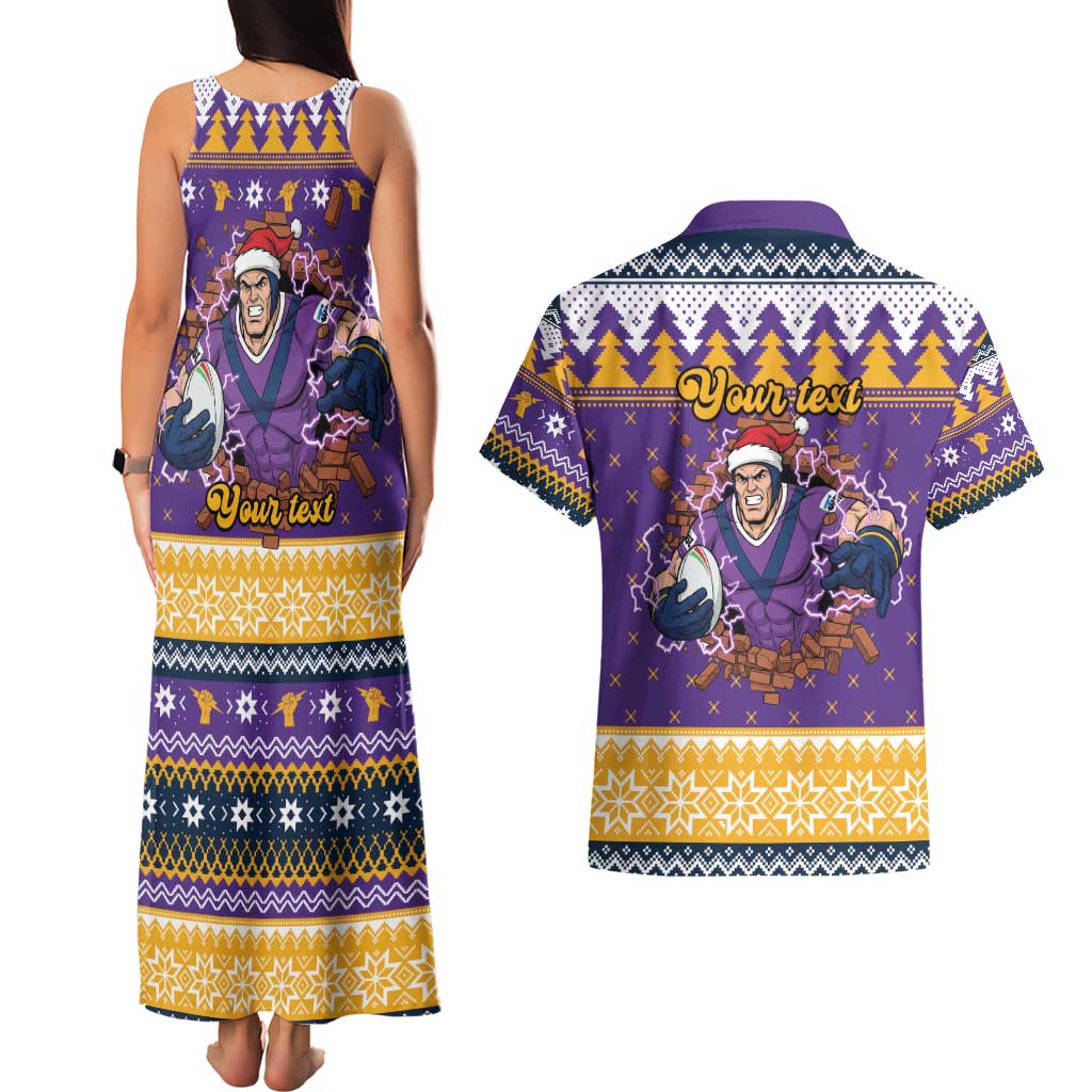 Melbourne Thunderbolt Santa Personalised Couples Matching Tank Maxi Dress and Hawaiian Shirt Christmas Rugby League Spirit - Aussie Hoodie