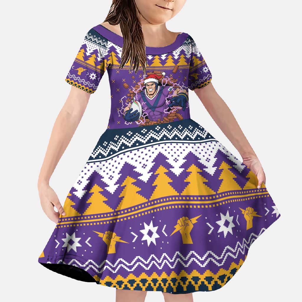 Melbourne Thunderbolt Santa Personalised Family Matching Long Sleeve Bodycon Dress and Hawaiian Shirt Christmas Rugby League Spirit - Aussie Hoodie