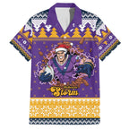 Melbourne Thunderbolt Santa Personalised Family Matching Long Sleeve Bodycon Dress and Hawaiian Shirt Christmas Rugby League Spirit - Aussie Hoodie