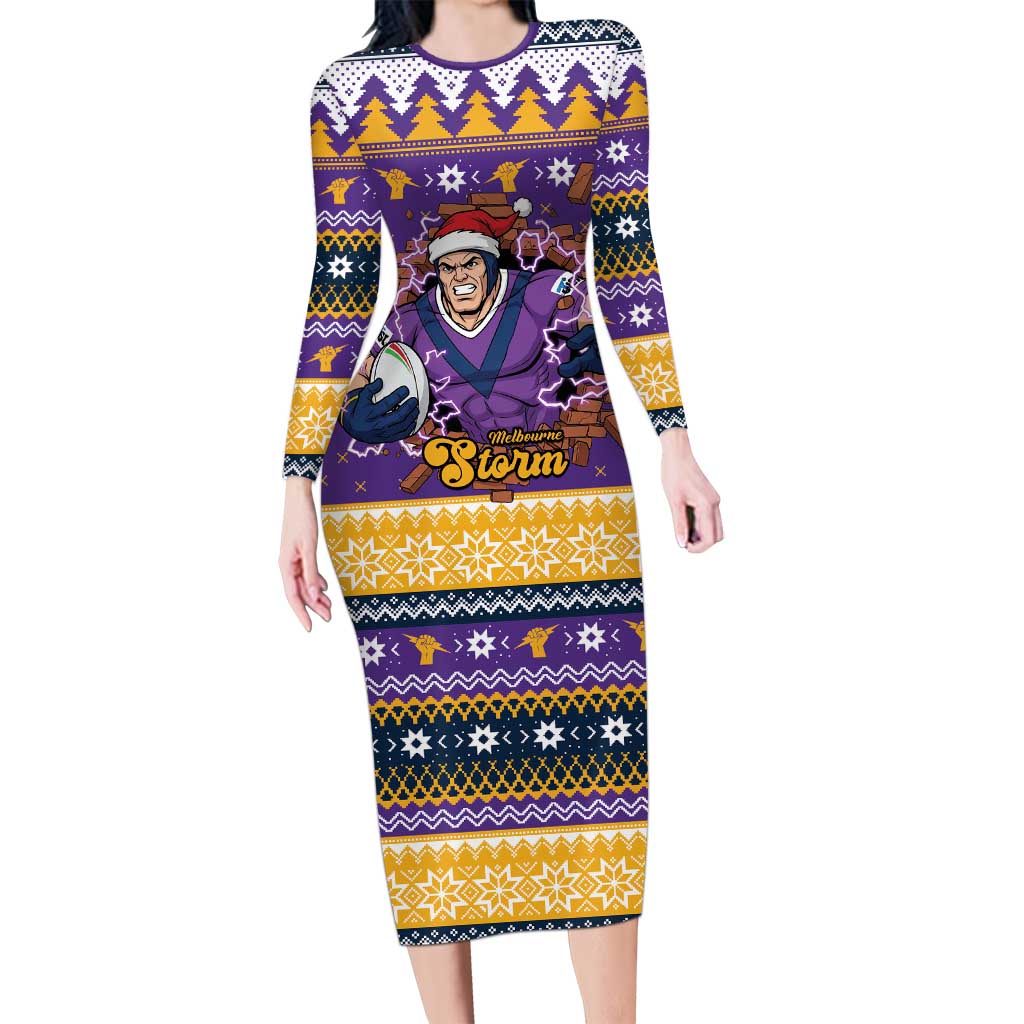 Melbourne Thunderbolt Santa Personalised Family Matching Long Sleeve Bodycon Dress and Hawaiian Shirt Christmas Rugby League Spirit - Aussie Hoodie