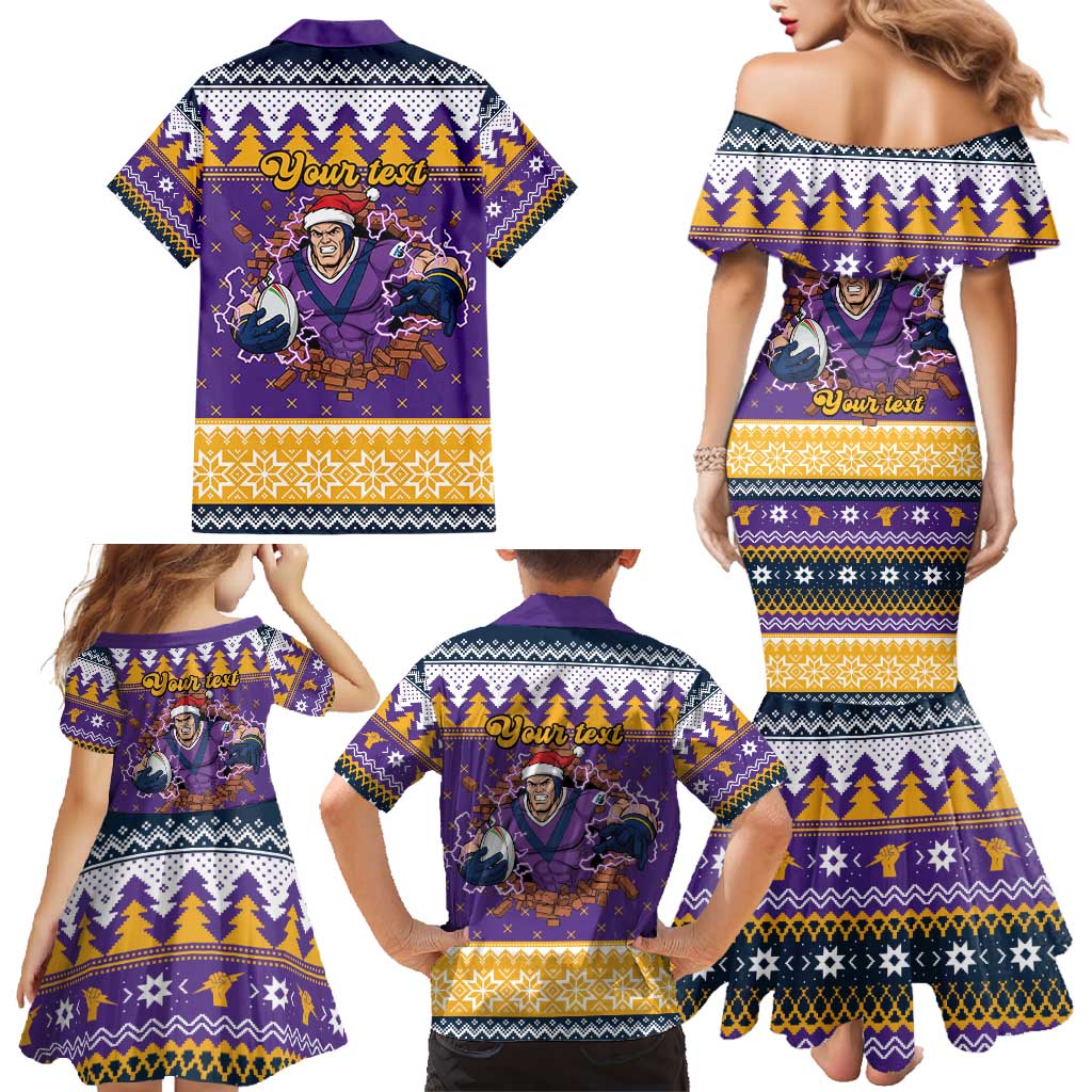 Melbourne Thunderbolt Santa Personalised Family Matching Mermaid Dress and Hawaiian Shirt Christmas Rugby League Spirit - Aussie Hoodie