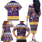 Melbourne Thunderbolt Santa Personalised Family Matching Off The Shoulder Long Sleeve Dress and Hawaiian Shirt Christmas Rugby League Spirit - Aussie Hoodie