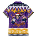 Melbourne Thunderbolt Santa Personalised Family Matching Off The Shoulder Long Sleeve Dress and Hawaiian Shirt Christmas Rugby League Spirit - Aussie Hoodie