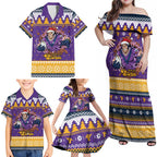 Melbourne Thunderbolt Santa Personalised Family Matching Off Shoulder Maxi Dress and Hawaiian Shirt Christmas Rugby League Spirit - Aussie Hoodie