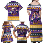 Melbourne Thunderbolt Santa Personalised Family Matching Off Shoulder Maxi Dress and Hawaiian Shirt Christmas Rugby League Spirit - Aussie Hoodie