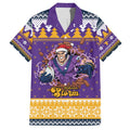Melbourne Thunderbolt Santa Personalised Family Matching Off Shoulder Maxi Dress and Hawaiian Shirt Christmas Rugby League Spirit - Aussie Hoodie