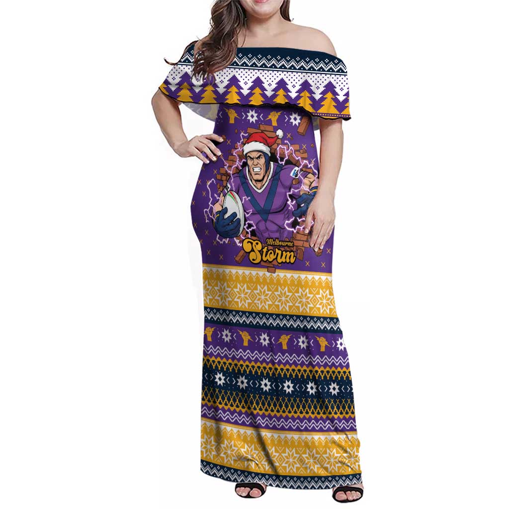 Melbourne Thunderbolt Santa Personalised Family Matching Off Shoulder Maxi Dress and Hawaiian Shirt Christmas Rugby League Spirit - Aussie Hoodie