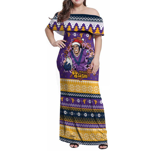 Melbourne Thunderbolt Santa Personalised Family Matching Off Shoulder Maxi Dress and Hawaiian Shirt Christmas Rugby League Spirit - Aussie Hoodie