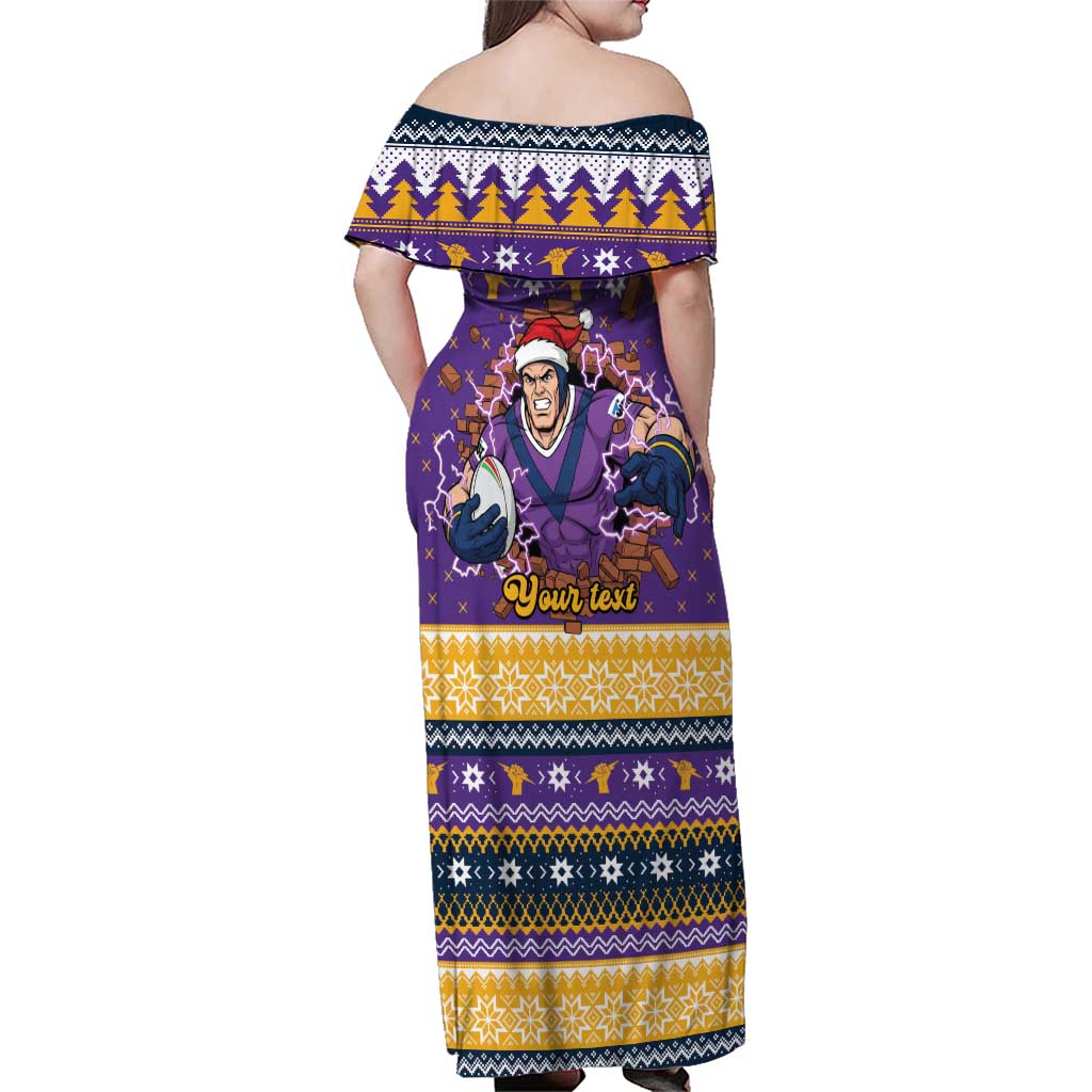 Melbourne Thunderbolt Santa Personalised Family Matching Off Shoulder Maxi Dress and Hawaiian Shirt Christmas Rugby League Spirit - Aussie Hoodie