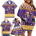 Melbourne Thunderbolt Santa Personalised Family Matching Off Shoulder Short Dress and Hawaiian Shirt Christmas Rugby League Spirit - Aussie Hoodie