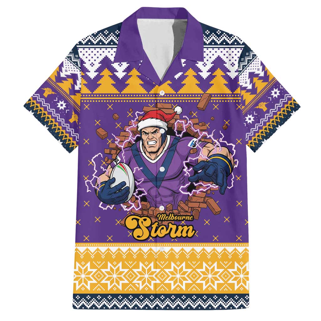 Melbourne Thunderbolt Santa Personalised Family Matching Off Shoulder Short Dress and Hawaiian Shirt Christmas Rugby League Spirit - Aussie Hoodie