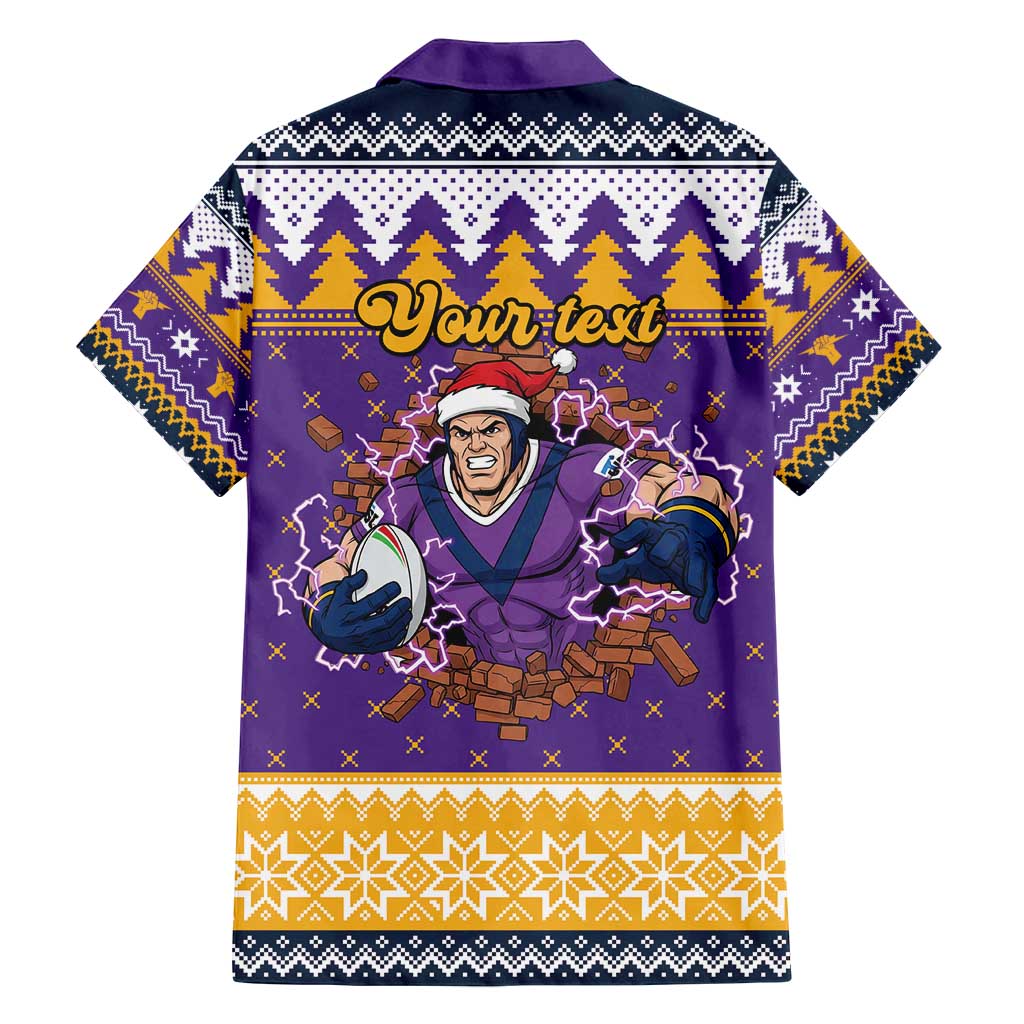 Melbourne Thunderbolt Santa Personalised Family Matching Off Shoulder Short Dress and Hawaiian Shirt Christmas Rugby League Spirit - Aussie Hoodie