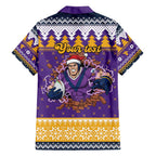 Melbourne Thunderbolt Santa Personalised Family Matching Off Shoulder Short Dress and Hawaiian Shirt Christmas Rugby League Spirit - Aussie Hoodie