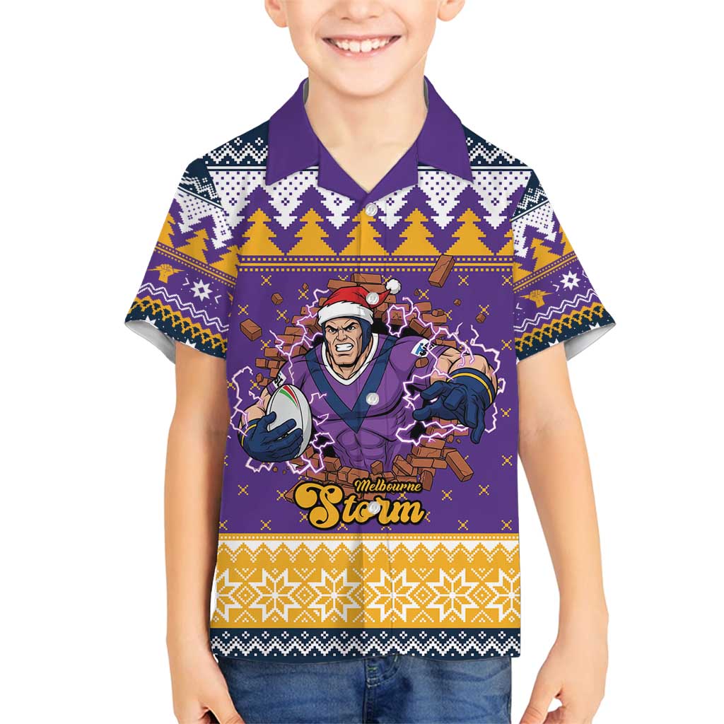Melbourne Thunderbolt Santa Personalised Family Matching Off Shoulder Short Dress and Hawaiian Shirt Christmas Rugby League Spirit - Aussie Hoodie
