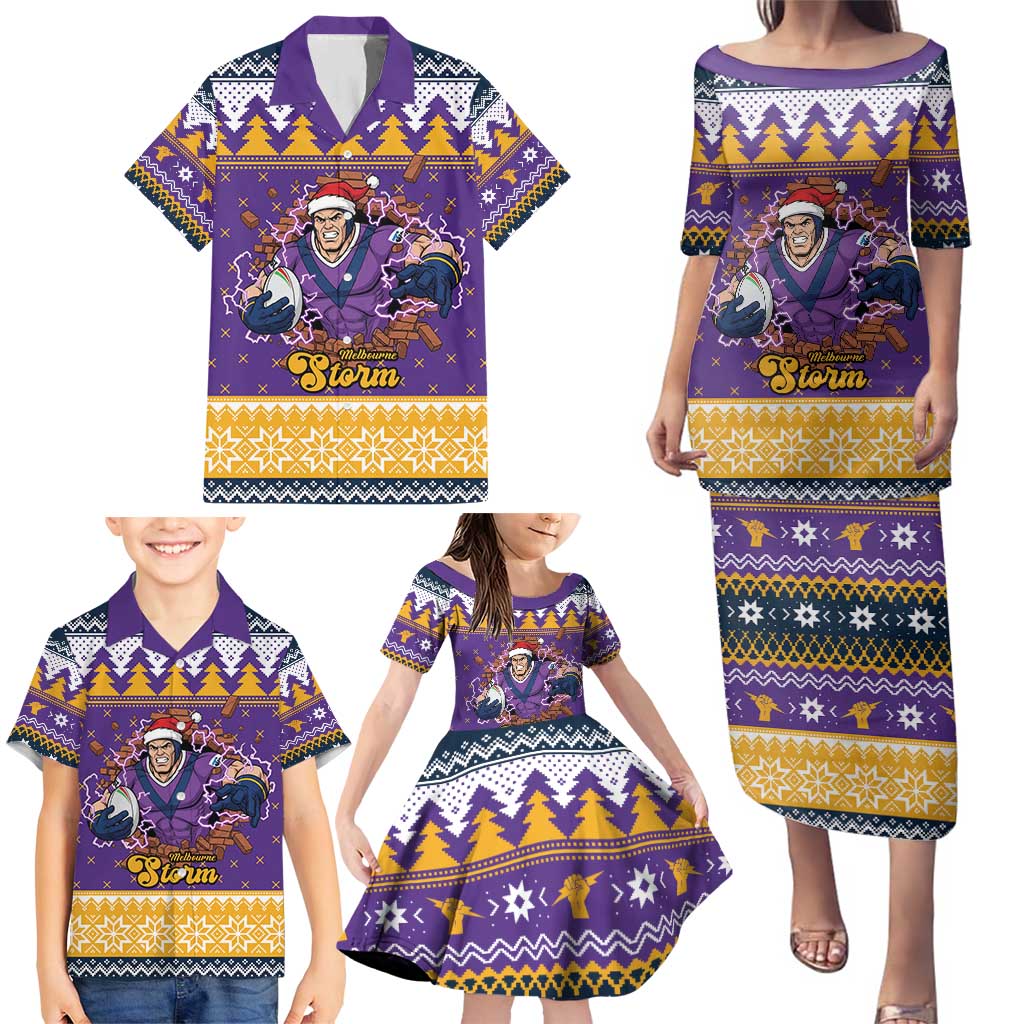 Melbourne Thunderbolt Santa Personalised Family Matching Puletasi and Hawaiian Shirt Christmas Rugby League Spirit - Aussie Hoodie