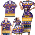 Melbourne Thunderbolt Santa Personalised Family Matching Short Sleeve Bodycon Dress and Hawaiian Shirt Christmas Rugby League Spirit - Aussie Hoodie