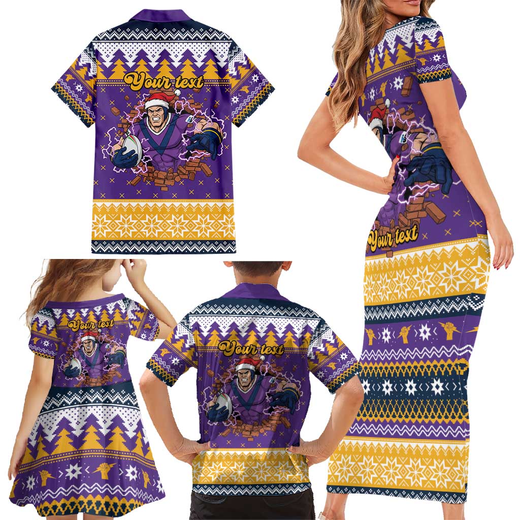 Melbourne Thunderbolt Santa Personalised Family Matching Short Sleeve Bodycon Dress and Hawaiian Shirt Christmas Rugby League Spirit - Aussie Hoodie