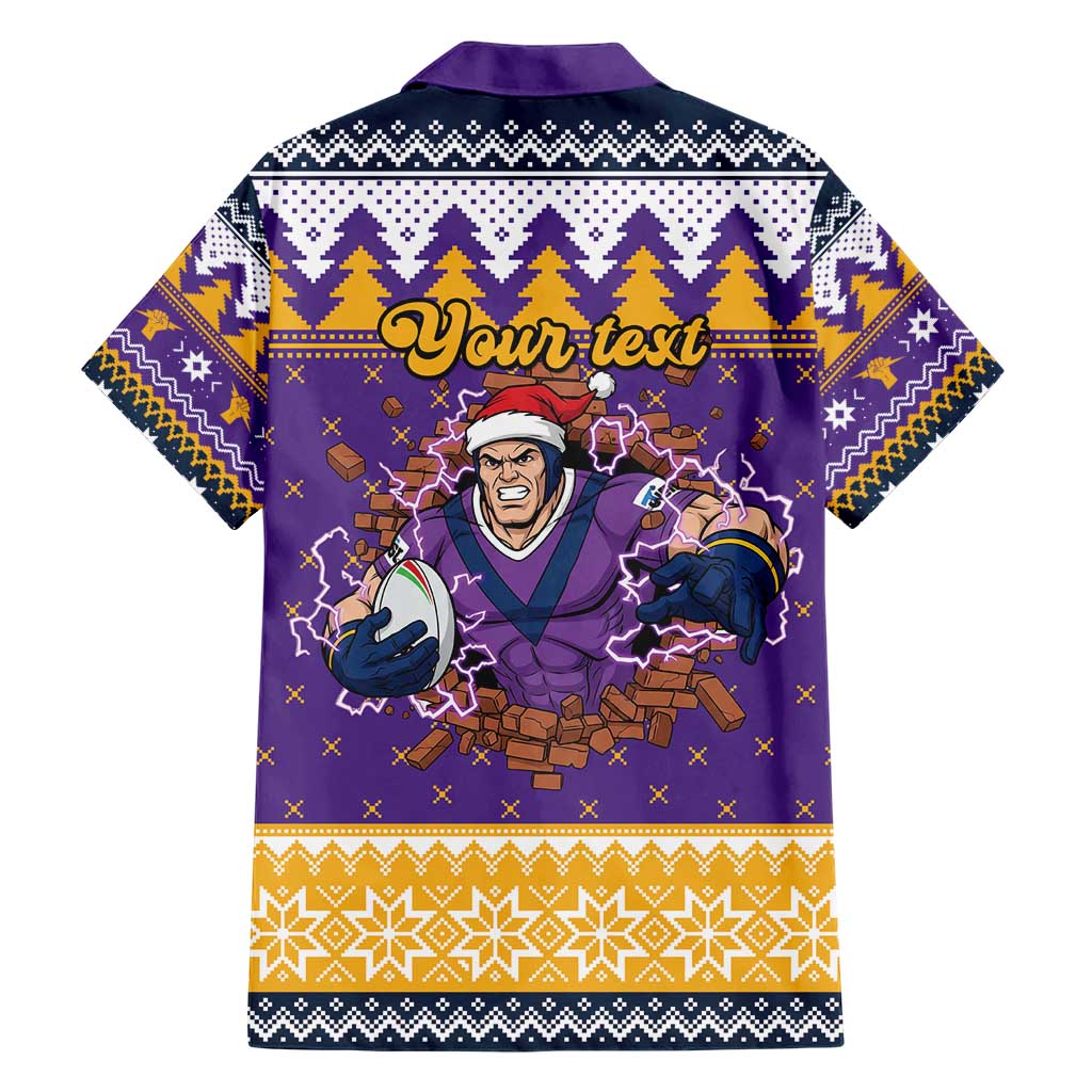Melbourne Thunderbolt Santa Personalised Family Matching Short Sleeve Bodycon Dress and Hawaiian Shirt Christmas Rugby League Spirit - Aussie Hoodie