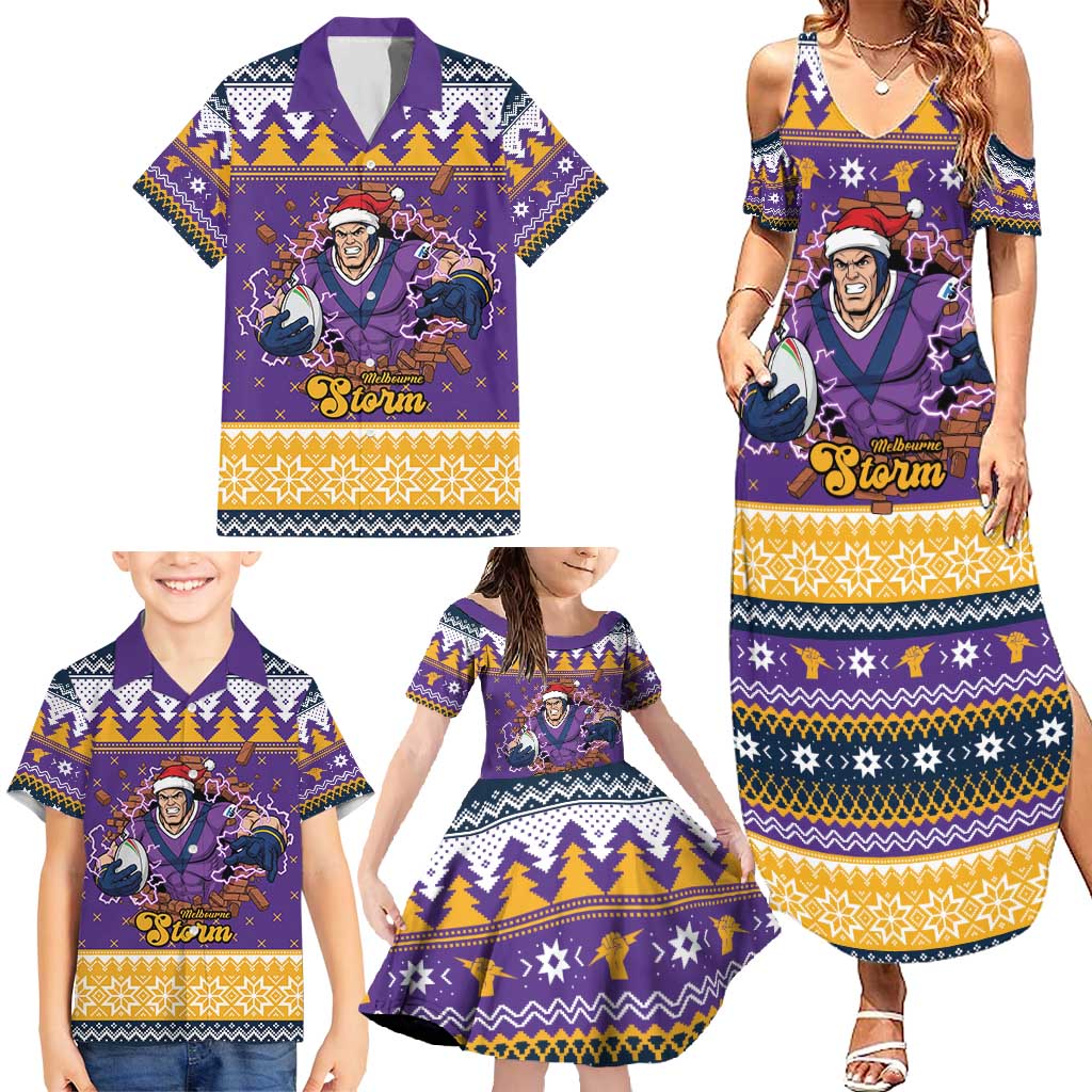Melbourne Thunderbolt Santa Personalised Family Matching Summer Maxi Dress and Hawaiian Shirt Christmas Rugby League Spirit - Aussie Hoodie