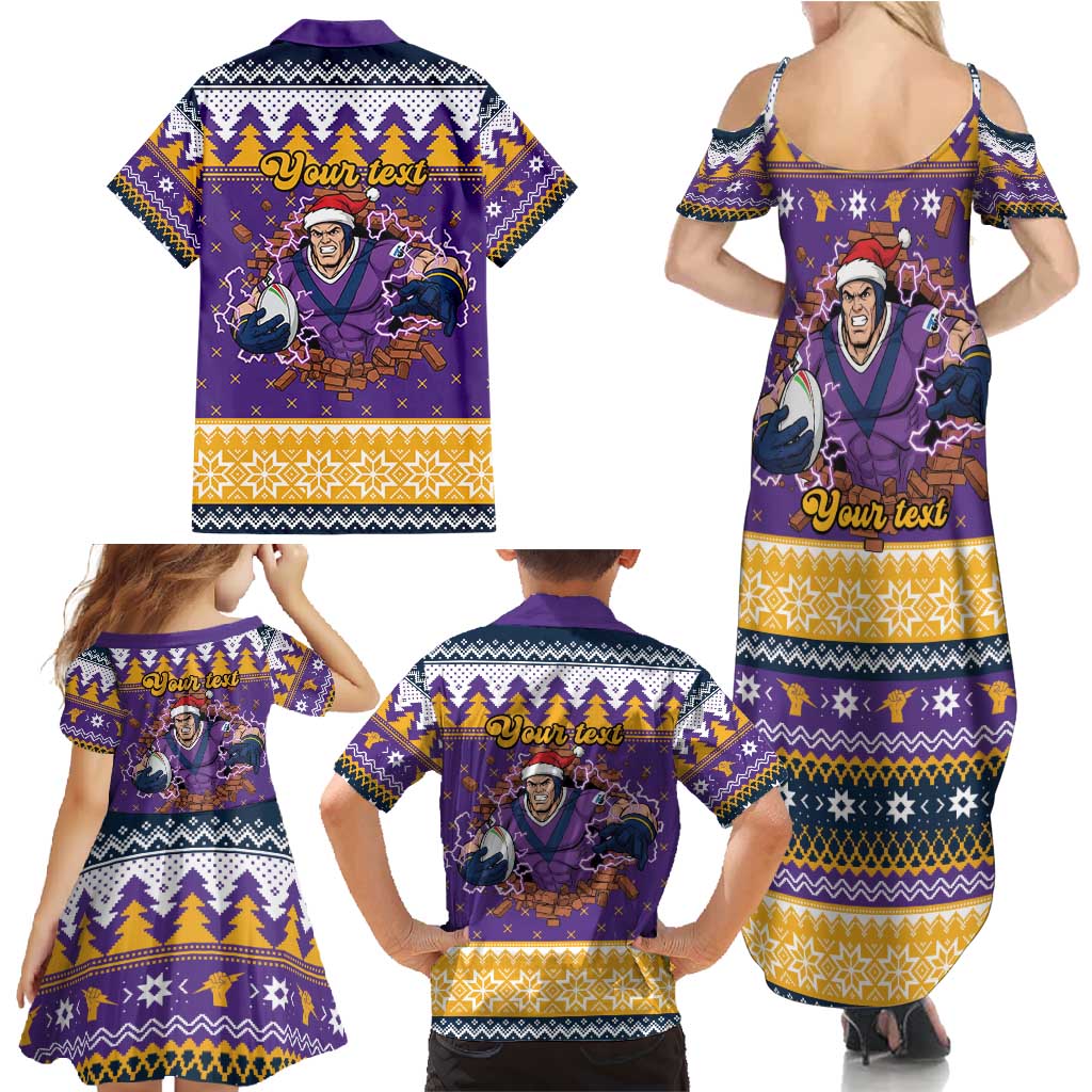 Melbourne Thunderbolt Santa Personalised Family Matching Summer Maxi Dress and Hawaiian Shirt Christmas Rugby League Spirit - Aussie Hoodie