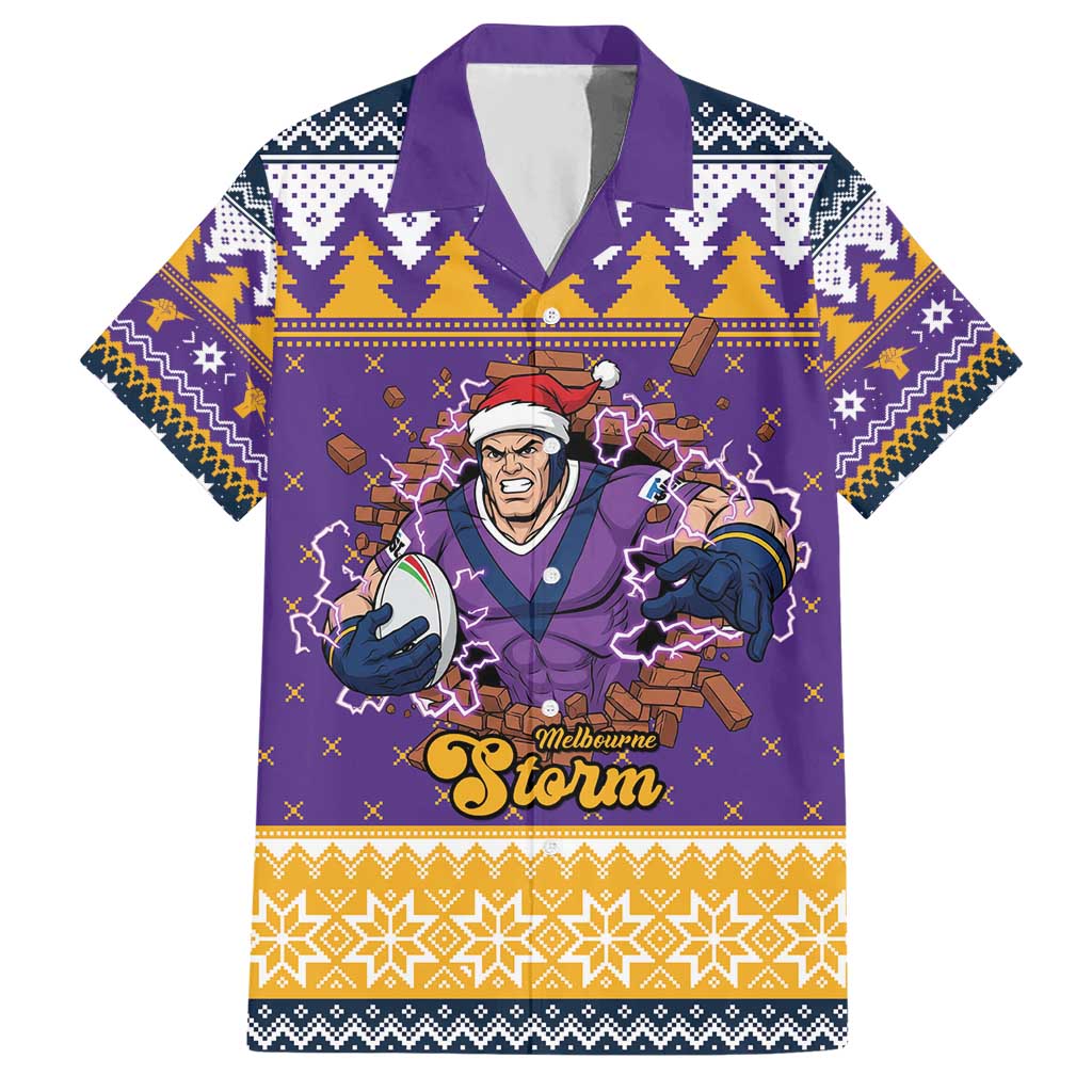Melbourne Thunderbolt Santa Personalised Hawaiian Shirt Christmas Rugby League Spirit - Aussie Hoodie