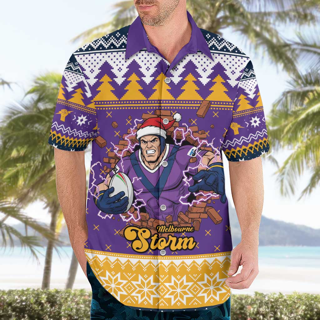 Melbourne Thunderbolt Santa Personalised Hawaiian Shirt Christmas Rugby League Spirit - Aussie Hoodie