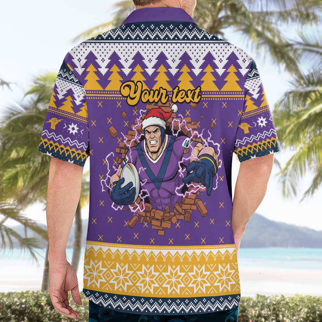 Melbourne Thunderbolt Santa Personalised Hawaiian Shirt Christmas Rugby League Spirit - Aussie Hoodie