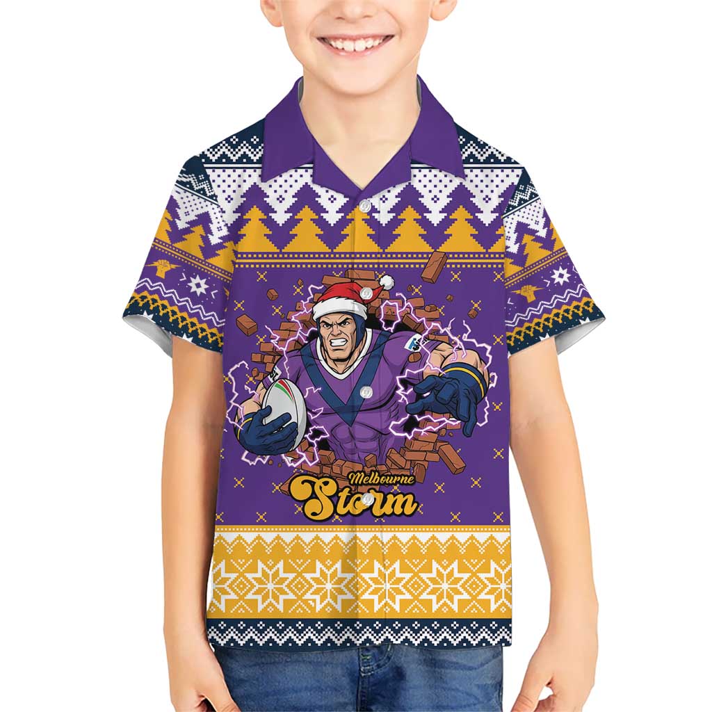 Melbourne Thunderbolt Santa Personalised Kid Hawaiian Shirt Christmas Rugby League Spirit - Aussie Hoodie