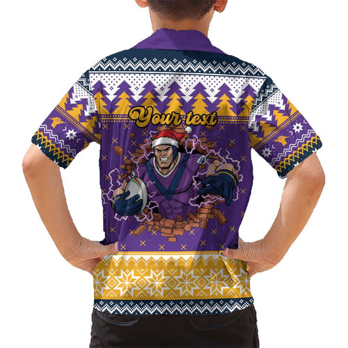 Melbourne Thunderbolt Santa Personalised Kid Hawaiian Shirt Christmas Rugby League Spirit - Aussie Hoodie