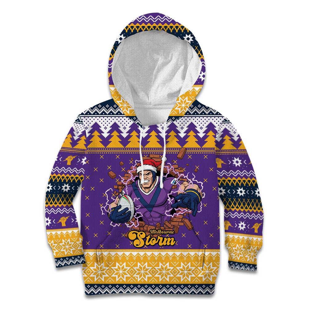 Melbourne Thunderbolt Santa Personalised Kid Hoodie Christmas Rugby League Spirit - Aussie Hoodie