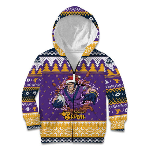 Melbourne Thunderbolt Santa Personalised Kid Hoodie Christmas Rugby League Spirit - Aussie Hoodie
