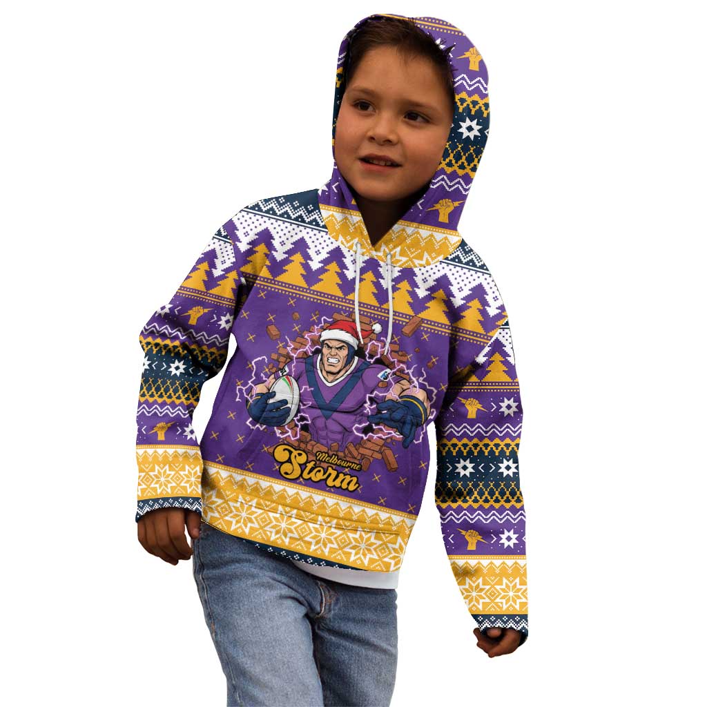 Melbourne Thunderbolt Santa Personalised Kid Hoodie Christmas Rugby League Spirit - Aussie Hoodie