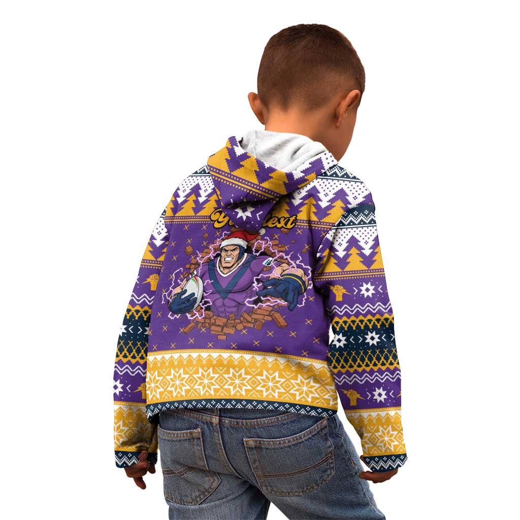 Melbourne Thunderbolt Santa Personalised Kid Hoodie Christmas Rugby League Spirit - Aussie Hoodie