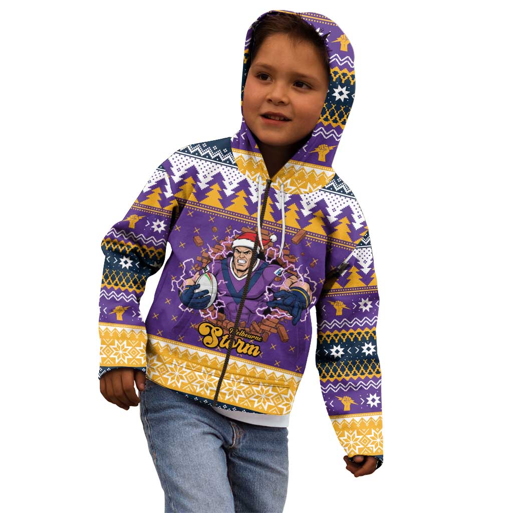 Melbourne Thunderbolt Santa Personalised Kid Hoodie Christmas Rugby League Spirit - Aussie Hoodie