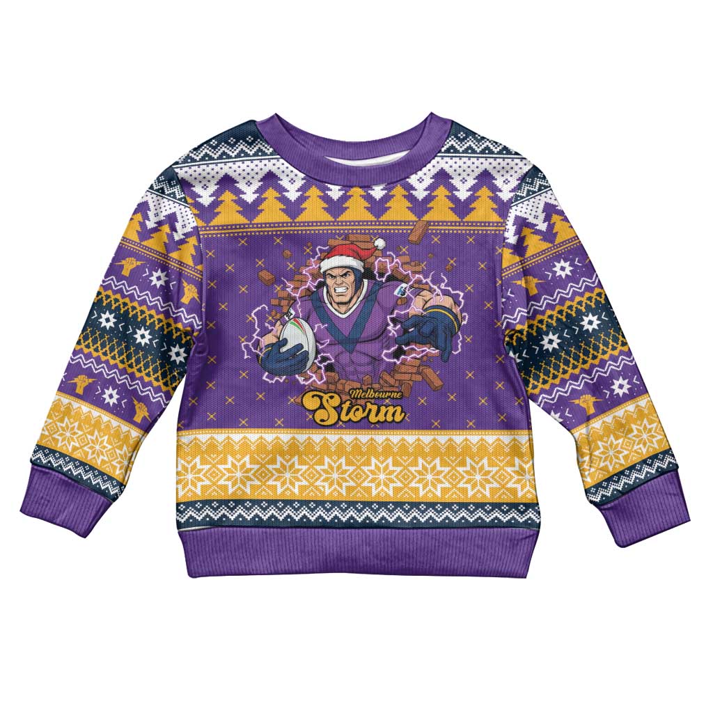 Melbourne Thunderbolt Santa Personalised Kid Ugly Christmas Sweater Christmas Rugby League Spirit - Aussie Hoodie