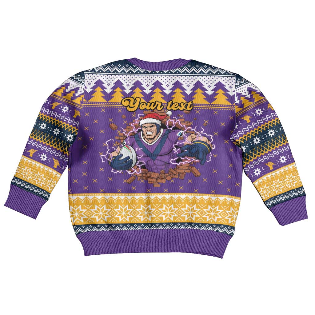Melbourne Thunderbolt Santa Personalised Kid Ugly Christmas Sweater Christmas Rugby League Spirit - Aussie Hoodie